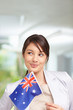 Pretty young female looking away Australian flag Pretty young female looking away Australian flag
