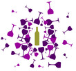 Wine bottle and wineglasses silhouettes background Wine bottle and wineglasses silhouettes background