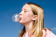 Girl blowing bubble gum