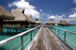 overwater bungalows at tropic lagoon in Bora-Bora