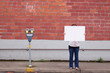 Holding White Sign Holding White Sign