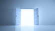Abstract room with open doors image