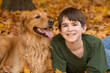 Teenager with Golden Retriever