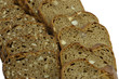 Slices of rye bread on a white background