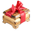 Wood gift casket with bow
