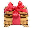 Wood gift casket with bow