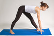 young yoga girl doing yogatic exericise
