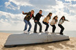 Five friends on the boat