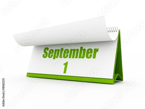 Illustration: green Calendar, September. white background green Calendar, September. white background