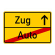 ortsschild - zug - auto