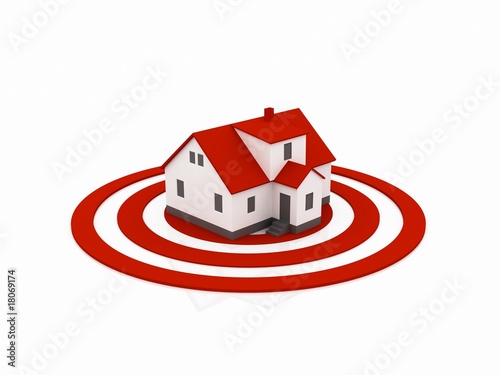 Illustration: illustration of a house in the center of a target illustration of a house in the center of a target