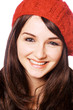Smiling woman in red hat