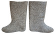 Russian valenki - grey felt boots isolated on a white