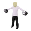 Man raise hands with dumbbells