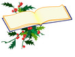 holy  leaf  sprigs with red berries and book