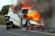 Fireman and Burning Motor Car Fireman and Burning Motor Car