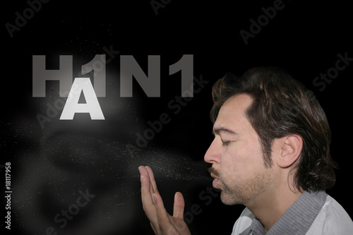Photo: Flu A H1N1 Swine flu contagious person sneezing Flu A H1N1 Swine flu contagious person sneezing