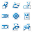 Electronics web icons set 2, blue contour sticker series Electronics web icons set 2, blue contour sticker series