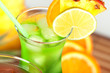 Green tropical cocktail with pineapple
