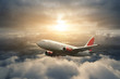Airplane in the sky at sunset Airplane in the sky at sunset