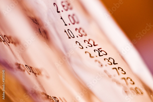 Photo: Numbers on receipt Numbers on receipt