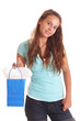 pretty teen with gift bag