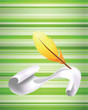 Vektor: Yellow feather and paper Yellow feather and paper