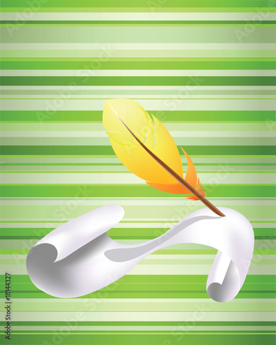 Vektor: Yellow feather and paper Yellow feather and paper