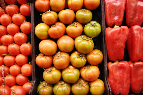 Photo: tomatoes and pepper at the grocery tomatoes and pepper at the grocery