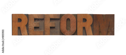 the word reform in old wood type