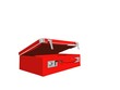 Red old stylish suitcase isolated 3dimage on white background