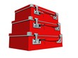 Red old stylish suitcase isolated 3dimage on white background