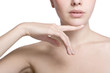 woman touching with her hand the healthy skin