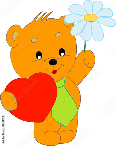 Vector: bear with a gift bear with a gift