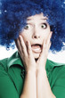 beauty Young woman in a blue wig