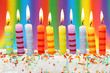 Ten birthday candles on pink background