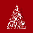 Christmas Tree on Red Christmas Tree on Red