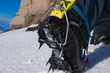Boot of rock-climber with adaptation for walking on snow