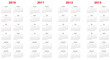 calendar for 2010 through 2013