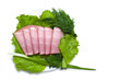 slices of pork and fresh greens