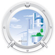 Closed steel porthole