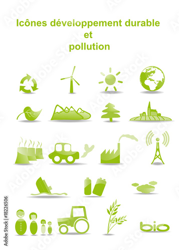 Vecteur : Icônes du développement durable et pollution Icônes du développement durable et pollution