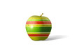 apple with multicolored stripes and shadow projected on a white