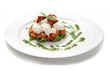 Photo: Dish with tomatoes, salad ruccola and cheese a mozzarella Dish with tomatoes, salad ruccola and cheese a mozzarella