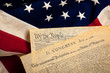 American historic documents on a flag