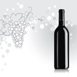 realistic vector bottle of wine with grape