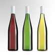 realistic vector bottle of wine and champagne