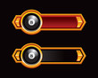 Eight ball on red and black arrows