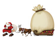 Santa Claus(Father Christmas) and Reindeer and present