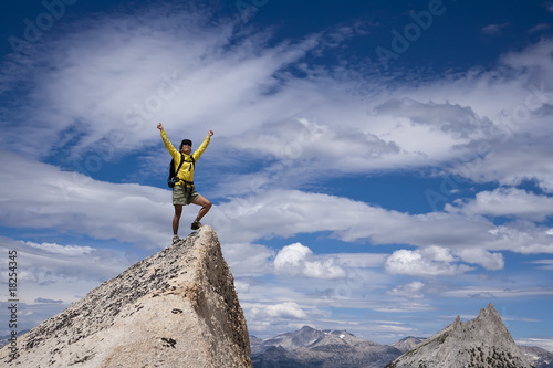 Photo: Rock climber on the summit. Rock climber on the summit.